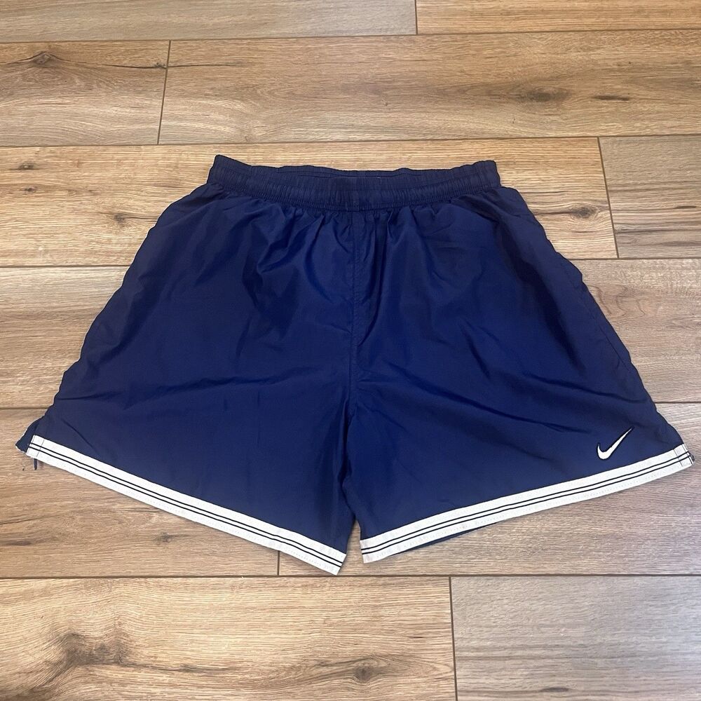 Vintage Y2K Nike Lightweight Navy Blue Shorts Men's L Running Soccer Drawstring